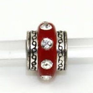 Brighton round Dazzle Spacer in red Resin bead, clear crystals Retired